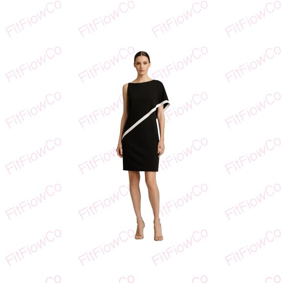 Lauren Ralph Lauren Dresses & Skirts - Lauren Ralph Lauren Black White Colorblock Asymmetrical Cocktail Dress Size 10